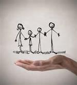 Cartoon family holding hands